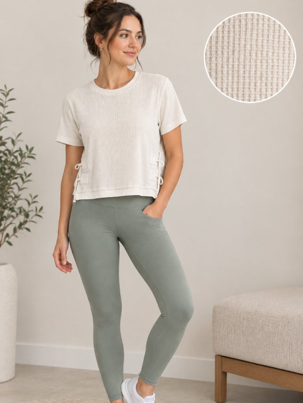 New Promesa Short Sleeve Top with Side Ties Women's size S